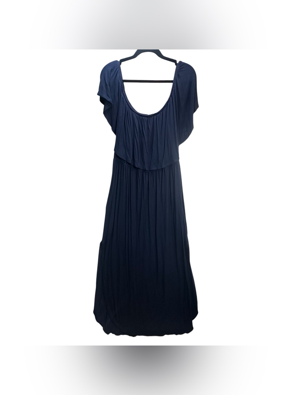 Sweet Lovely by Jen Navy Blue Maxi Dress 1XL Flutter Sleeve Stretch Boho - Picture 2 of 5